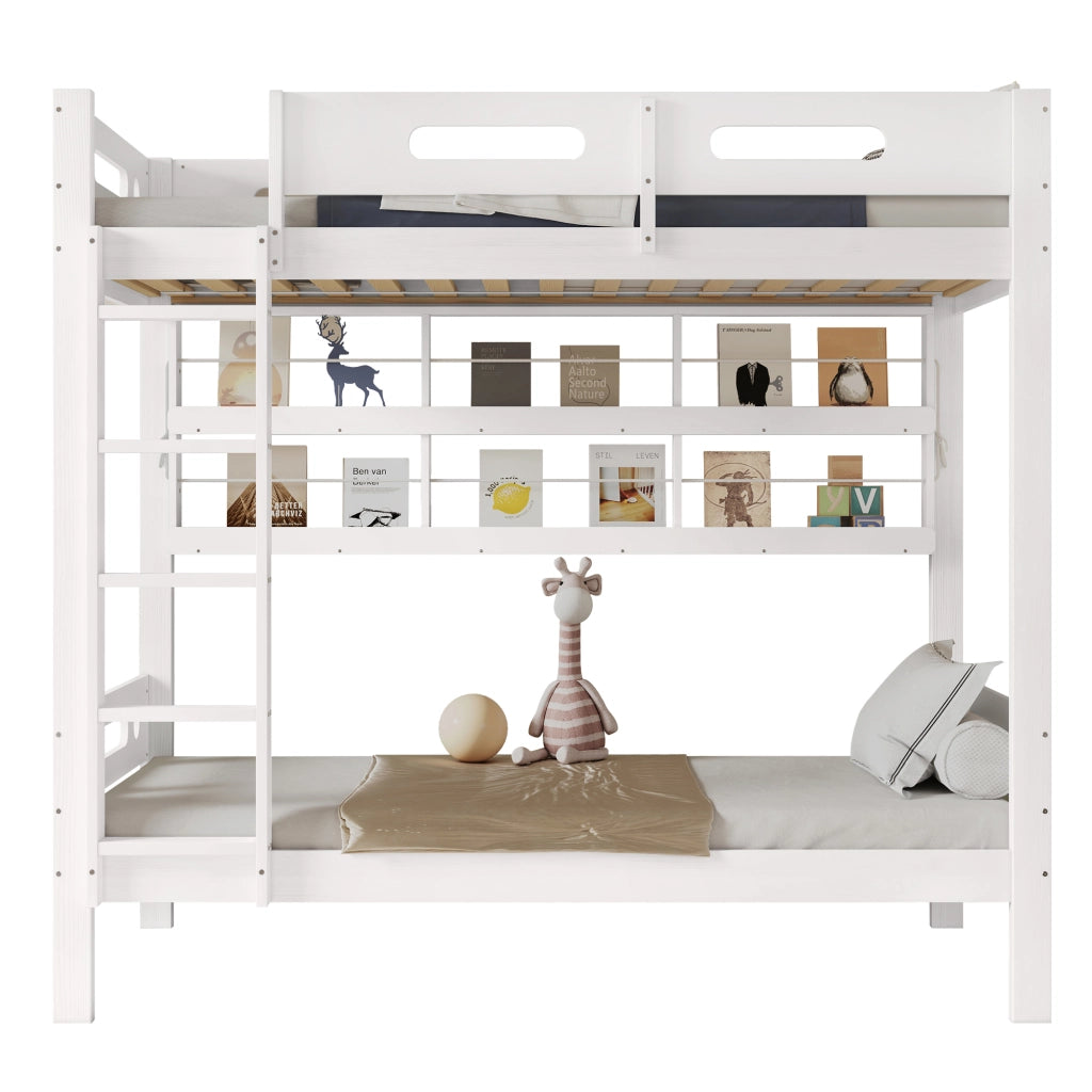 LETTO a castello 90x200 cm Bianco/Naturale in legno massello e MDF