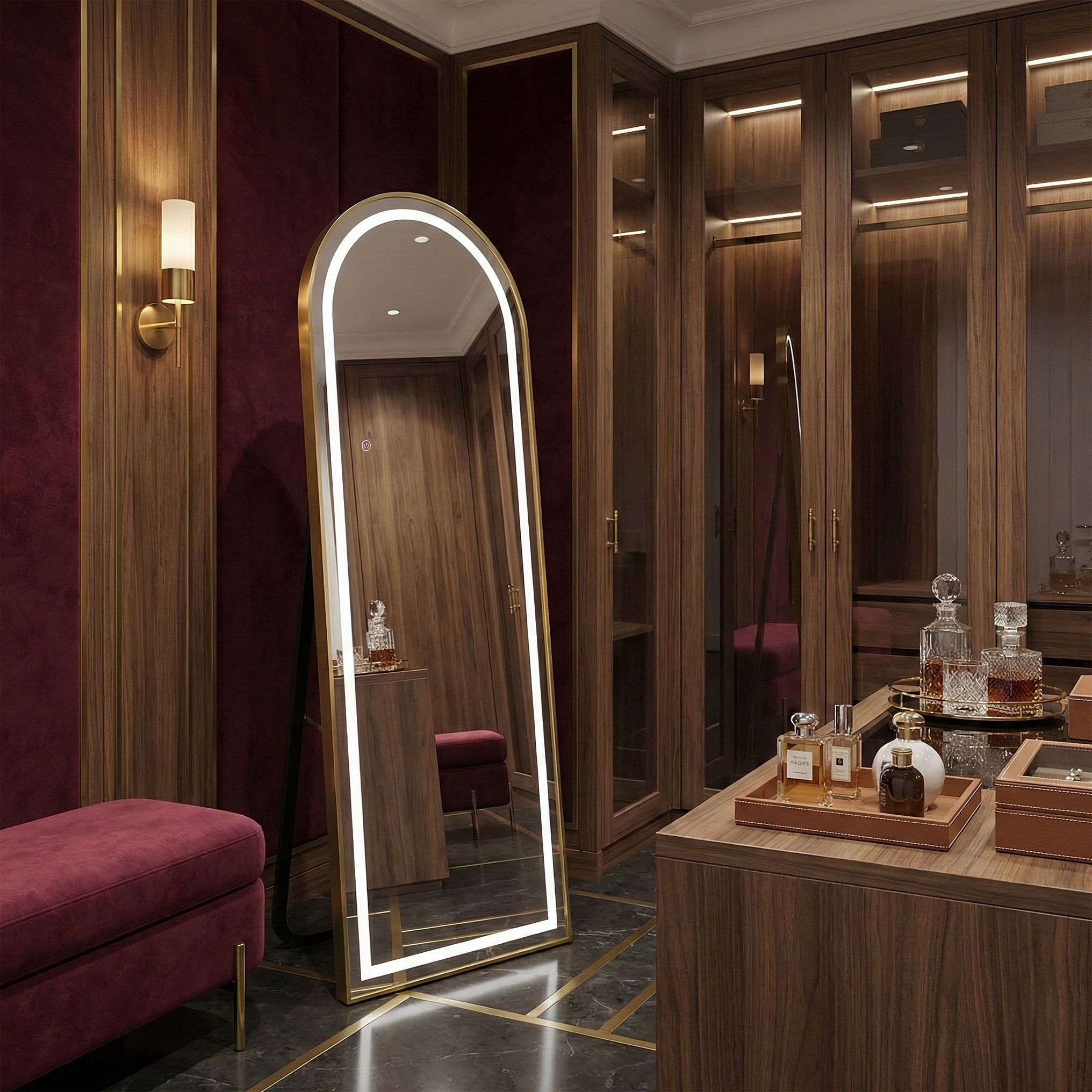 Specchio Led Orbit 60x170cm Brush Gold