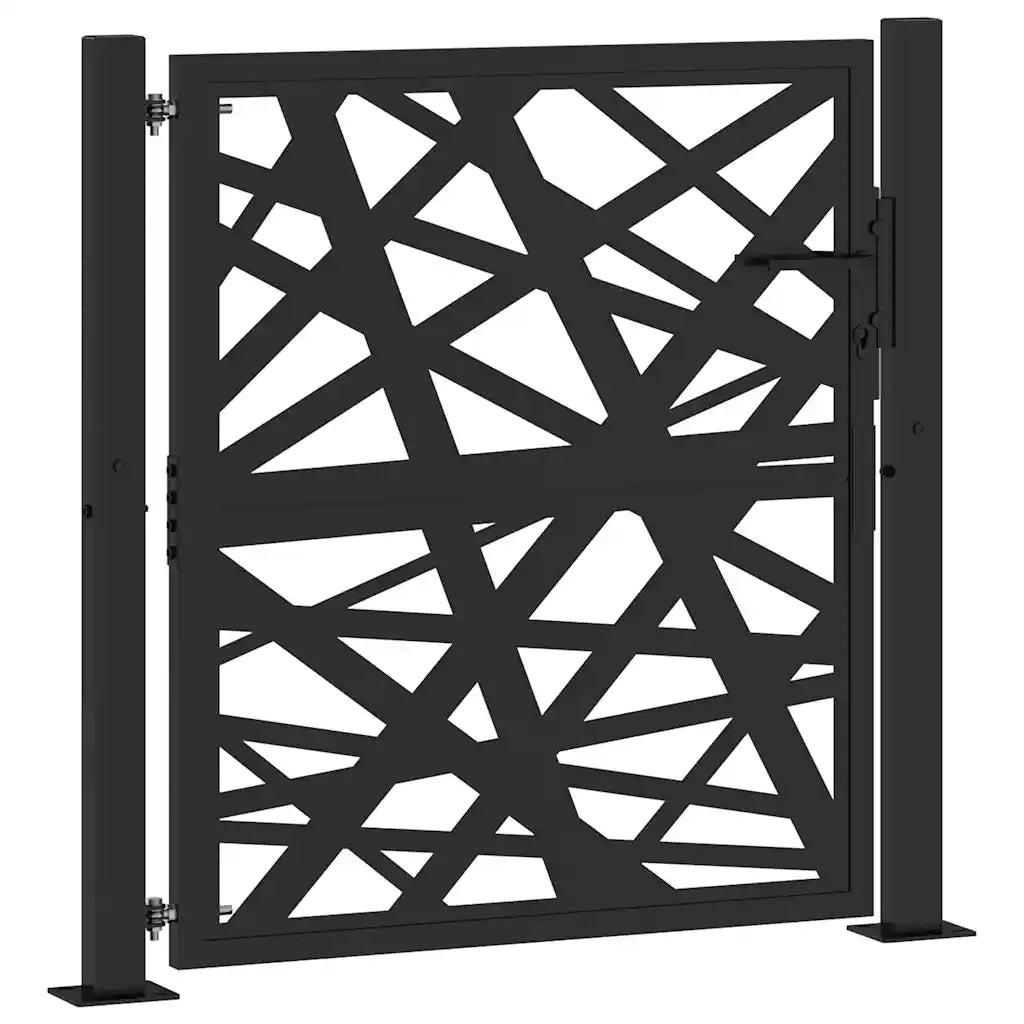 Cancello Giardino Nero 105x106 cm in Acciaio Design Leggero