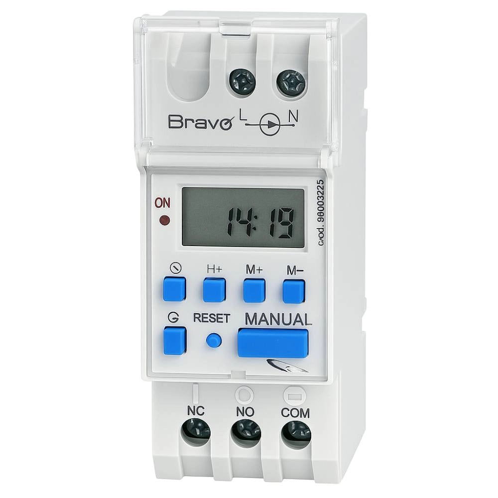 Interruttore orario digitale bravo 93003225 220-240v 16a guida din lcd