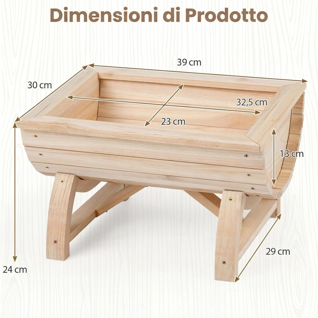 2 Fioriere Rialzate da Esterno in Legno Massello con Gambe Robuste e Foro di Drenaggio Integrato, Fioriere Elevate da Esterno ed Interno per Fiori, Erbe Aromatiche e Verdura