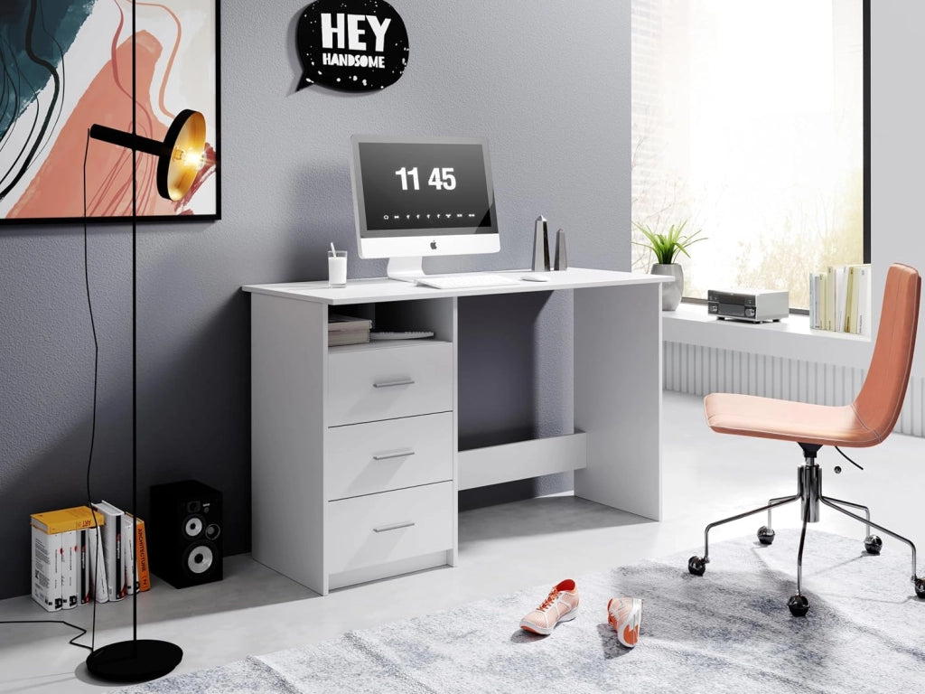 Scrivania con Cassetti 120 cm Bianca 123x50x77 cm