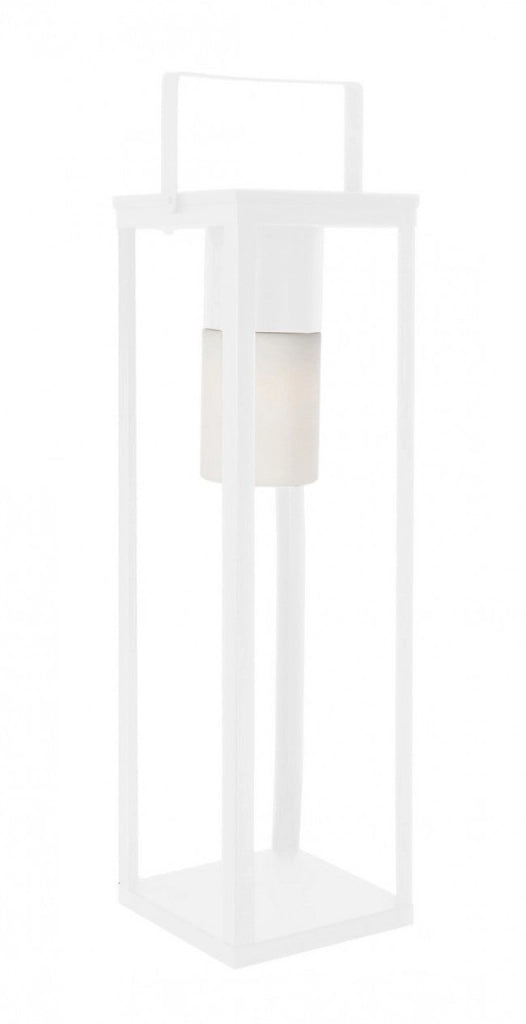 Lampada Lanterna Solare 20x20x75h cm con Manico Bianco