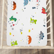 Coperta per lettino per bambini, tessuto biologico, lenzuolo 70 x 140 cm, per lettino, protettore morbido e respirante per il materasso, biancheria per lettino, dinosauro