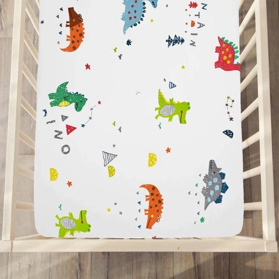 Coperta per lettino per bambini, tessuto biologico, lenzuolo 70 x 140 cm, per lettino, protettore morbido e respirante per il materasso, biancheria per lettino, dinosauro