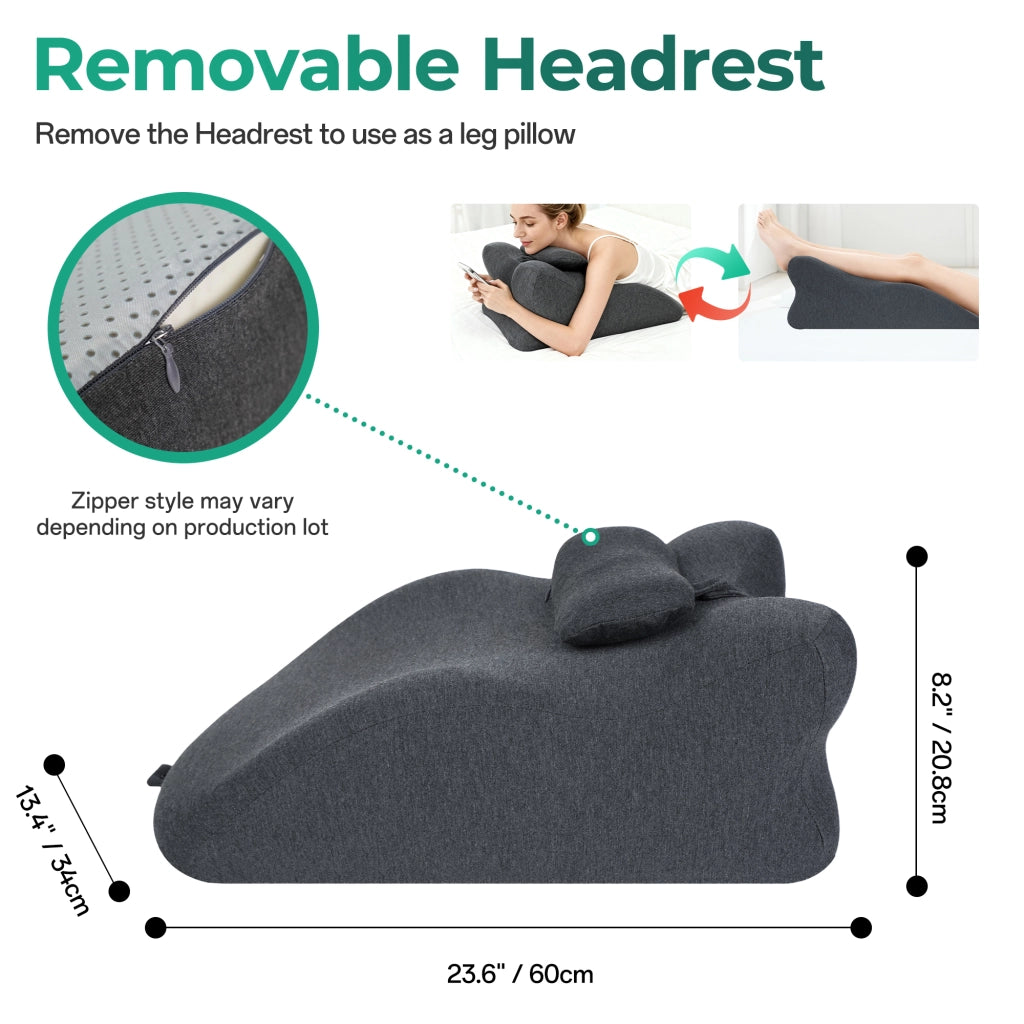 Cuscino ergonomico in memory foam ¨C Minimal ¨C grigio scuro, per sollievo reflusso e dolori schiena