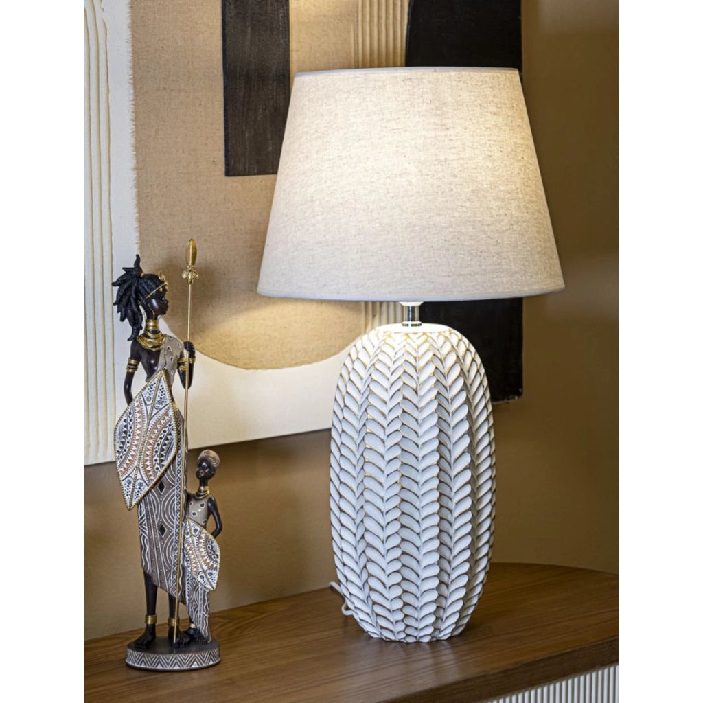 Lampada da Tavolo MF161, Bianco, Poliresina, 35x35x65 cm, Seven Design