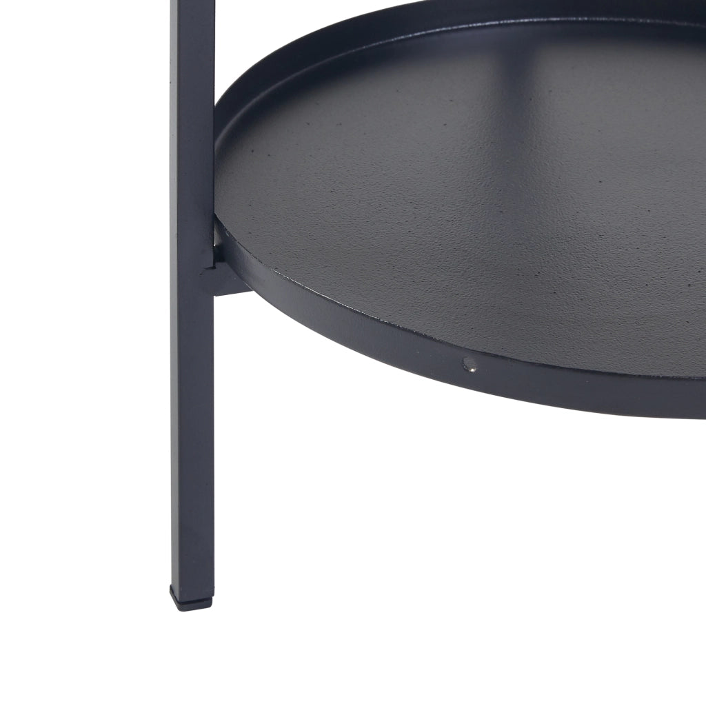 Portavasi Tuusula con 3 Sottovasi Portapiante in Metallo Nero 94 x 25 cm [en.casa]