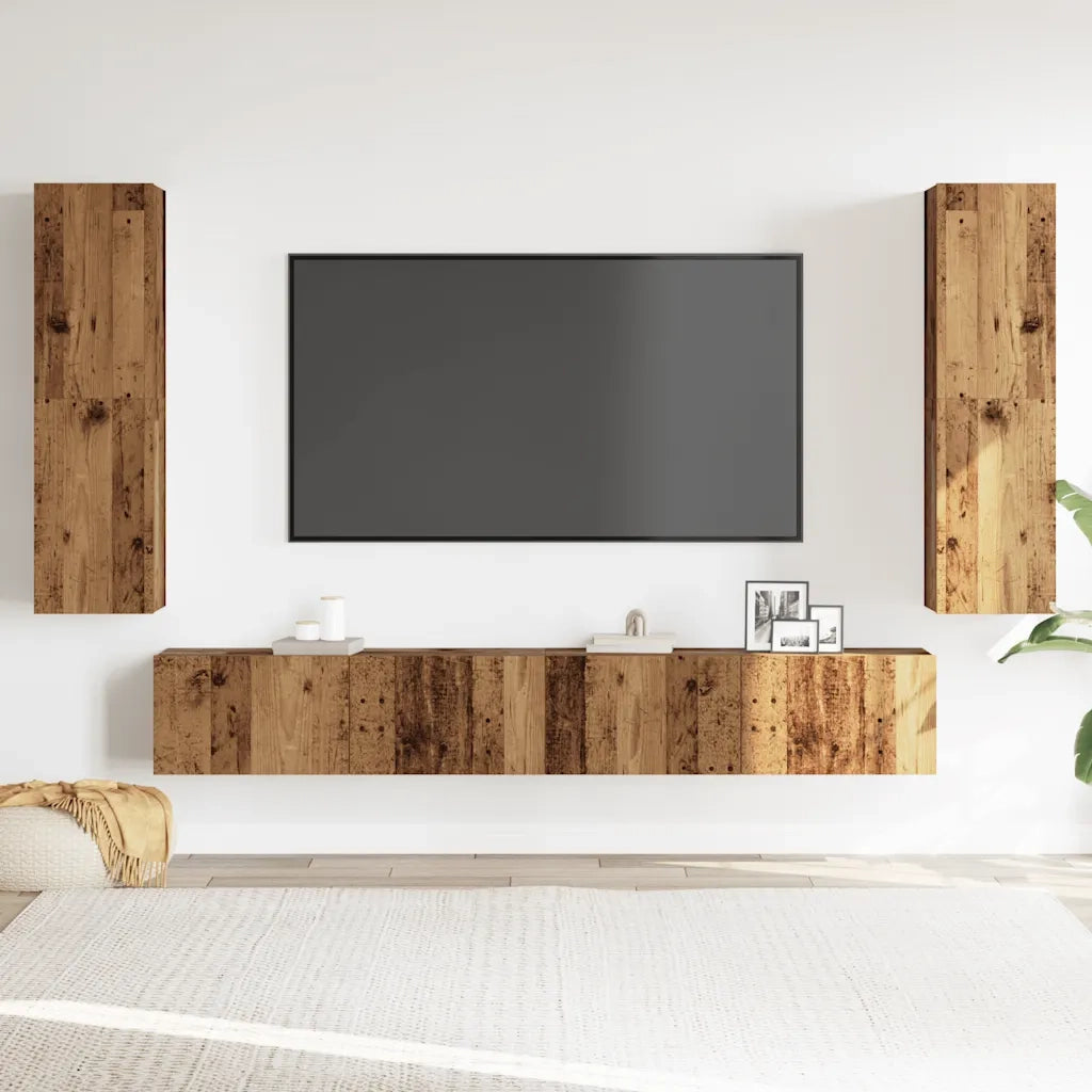 Mobili TV a Parete 4 pz Legno Antico in Legno Multistrato 3328973