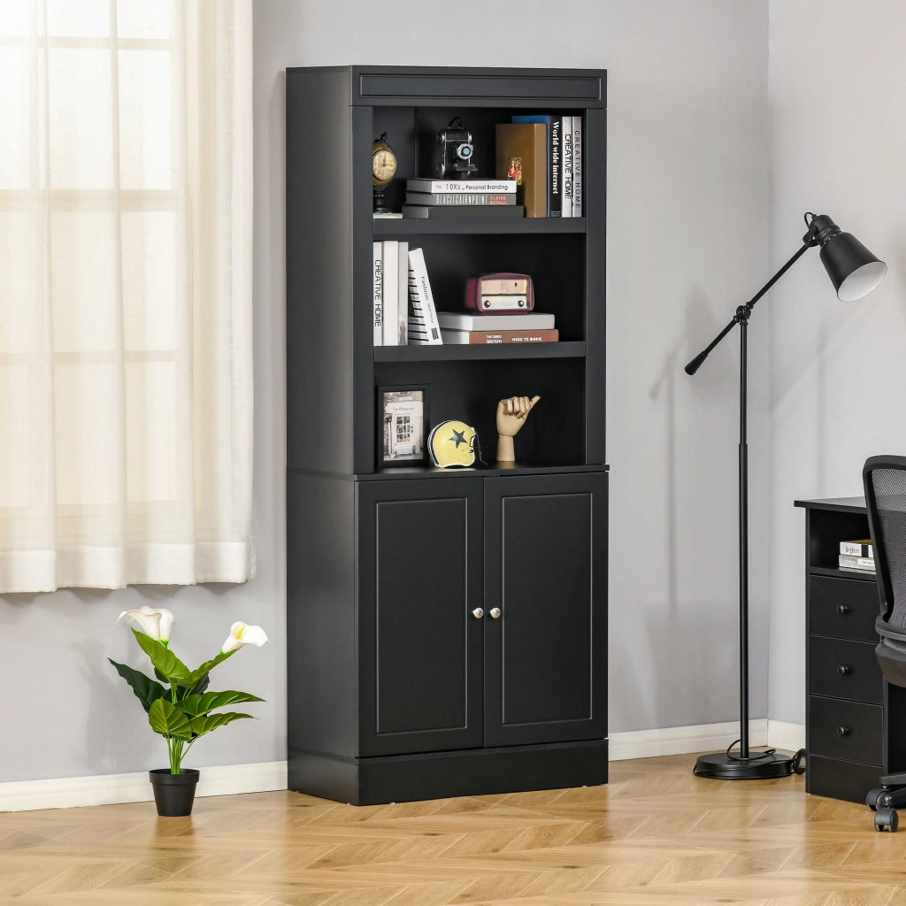 Mobile Credenza con Ante e Ripiani Regolabili ¨C Xylo ¨C Legno Nero per Cucina e Soggiorno
