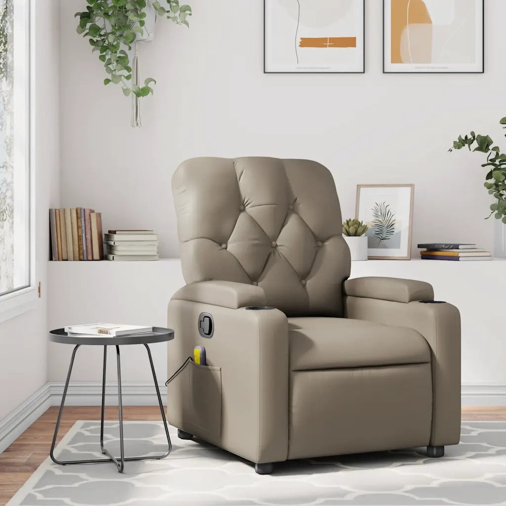 Poltrona Massaggiante | Sedia Relax Reclinabile cappuccino in Similpelle