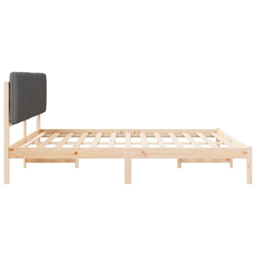 Letto con Testiera Rivestita Grigio scuro 200 x 200 cm