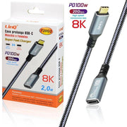 Trade Shop - Cavo Prolunga Type-c Maschio-femmina 2mt Ricarica 100w Risoluzione 8k 20gbps T20g2 -