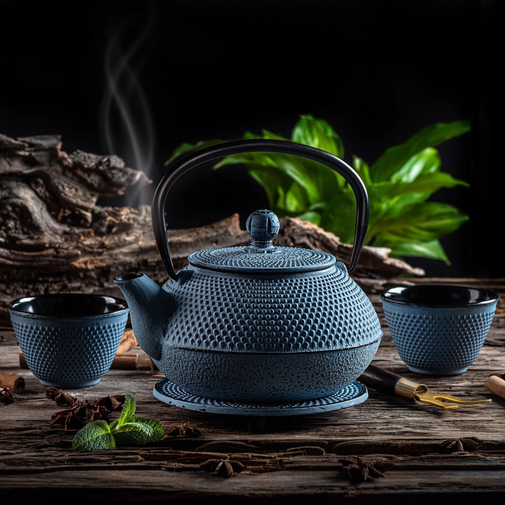 Teiera in ghisa KADAX con infusore per tisane, 850 ml, colore blu.