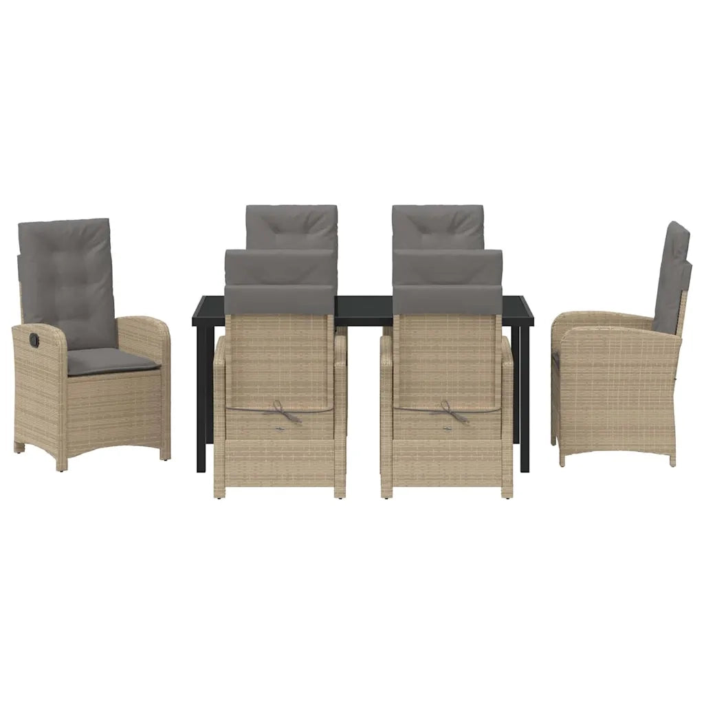 Set da Pranzo per Giardino con cuscino 7 pcs Beige polyrattan 3380292