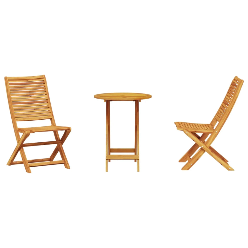 Set Bistro Pieghevole 3 pcs Marrone Legno di Acacia Massello