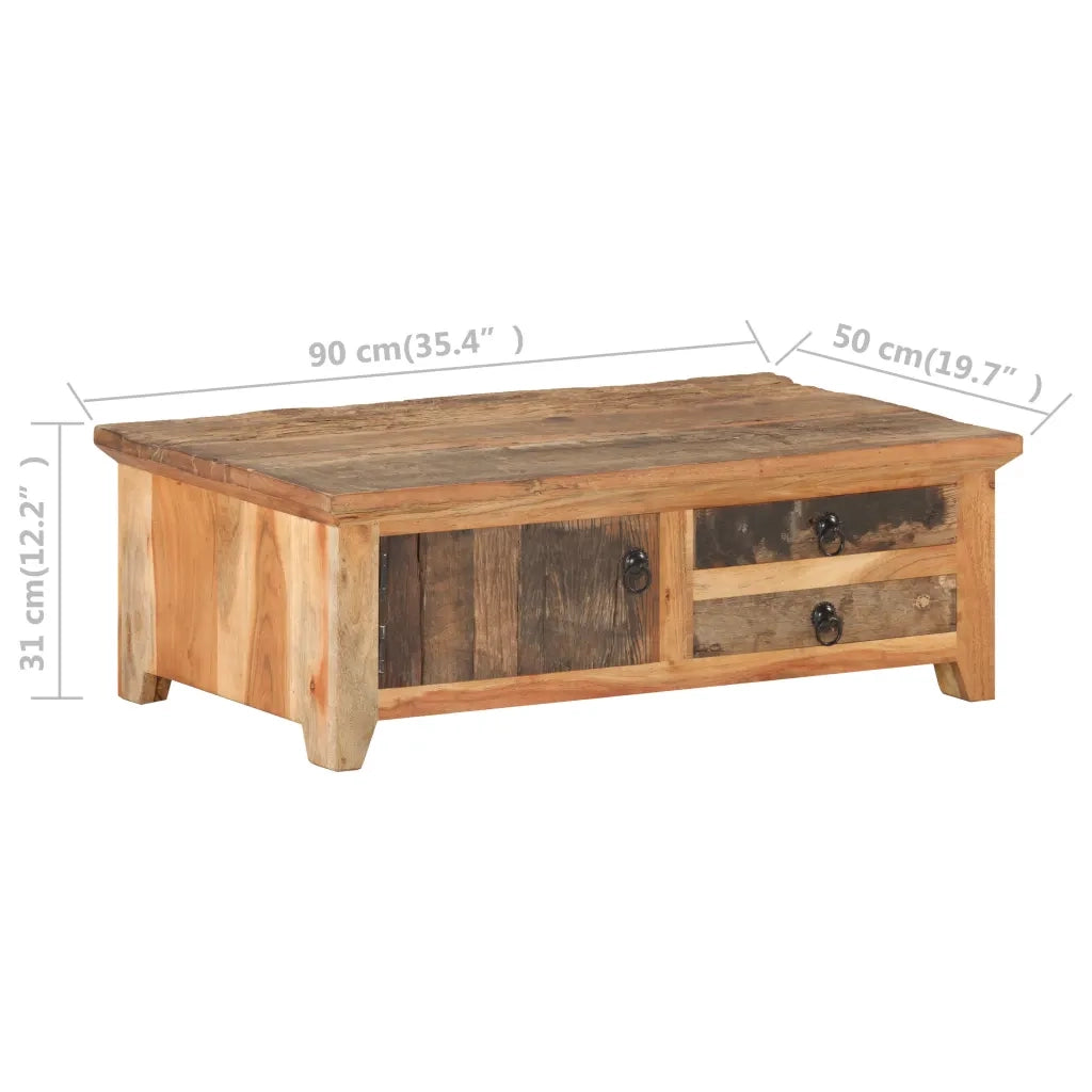 Tavolino da Salotto 90x50x31 cm in Legno Massello di Recupero 320384