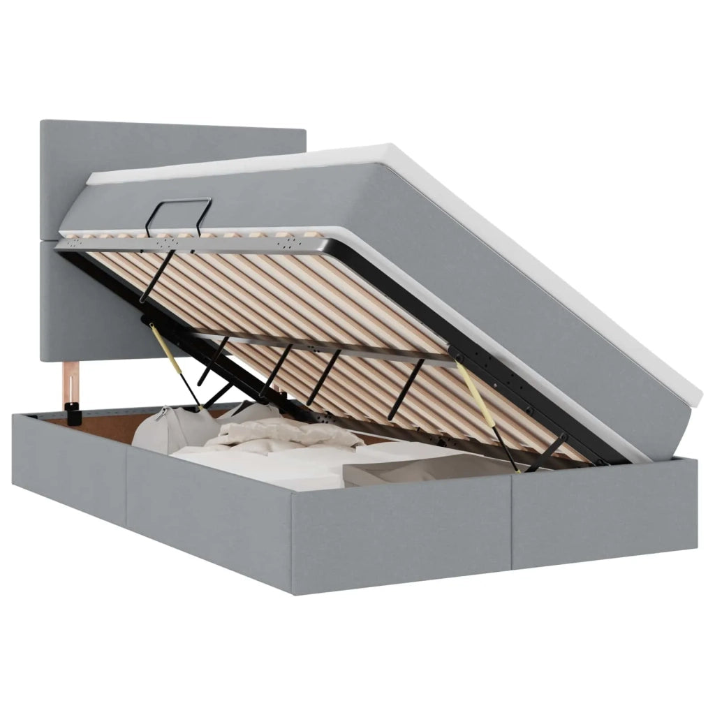 Letto con contenitore e LED con led Grigio chiaro 120 x 200 cm