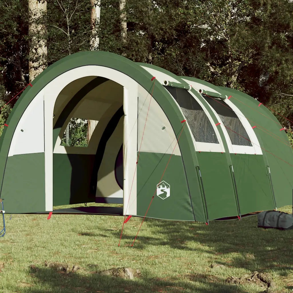 Tenda da Campeggio a Tunnel per 4 Persone Verde Impermeabile