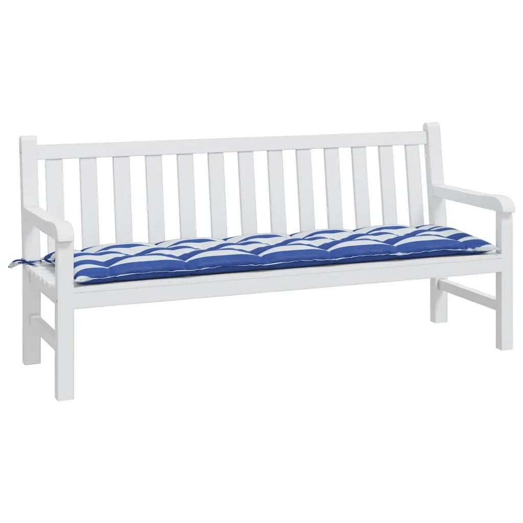 Cuscino per Panca-Cuscini per panchina Bianco e Blu 180x50x7 cm in Tessuto Oxford