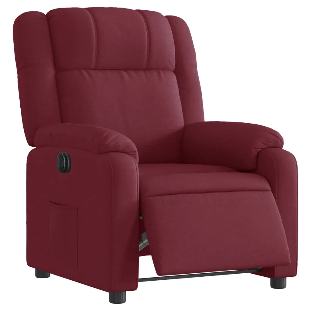 Poltrona | Sedia Relax Elettrica Reclinabile Rosso Vino in Tessuto