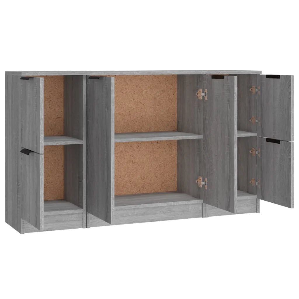 Credenze 3 pz | Madia | Buffet da pranzo | Armadio da pranzo Grigio Sonoma in Legno Multistrato