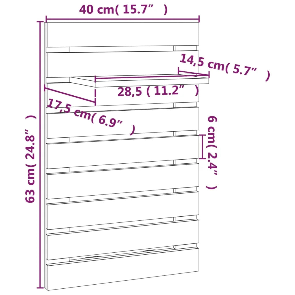 Mensole da Letto a Parete 2 pz Grigio Legno Massello di Pino 824770
