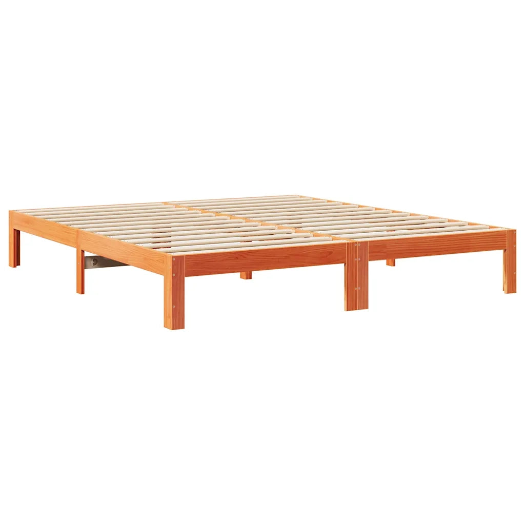 Giroletto senza Materasso-Struttura Letto Marrone Cera 160x200 cm Legno di Pino 714024