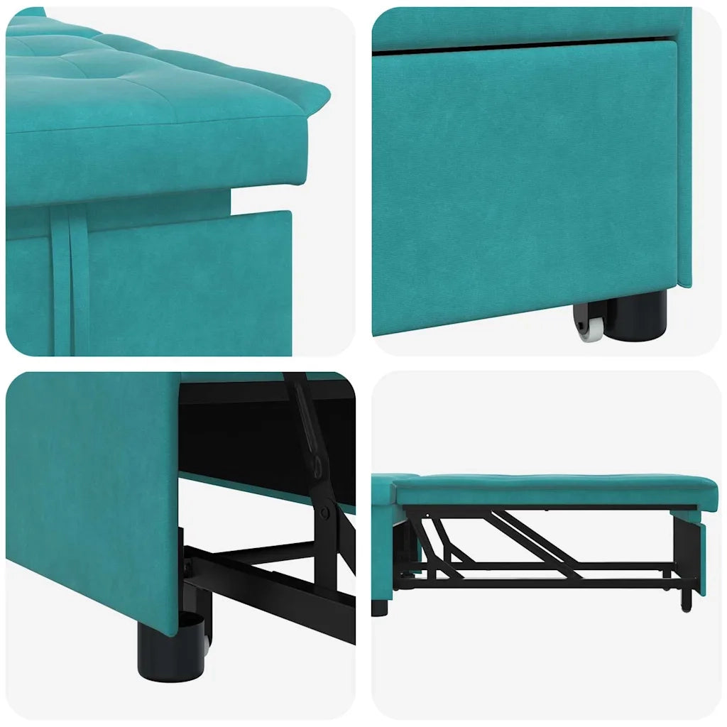 Divano letto | Sof¨¤ letto | Letto singolo Turchese 194 x 67 x 82 cm Velluto