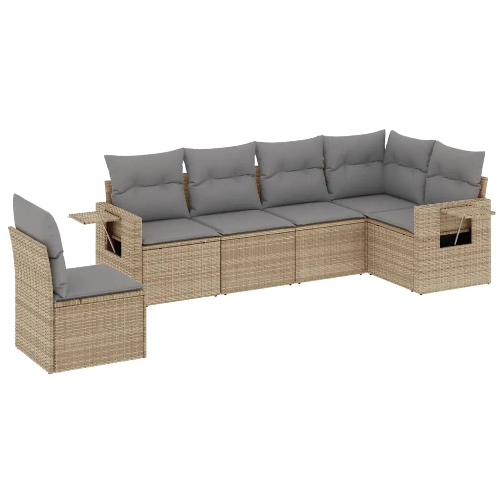 Set Divano da Giardino 6 pz con Cuscini Beige in Polyrattan 3220228