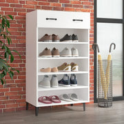 Scarpiera-Scaffale per scarpe Bianca 60x35x105 cm in Legno Multistrato 544293