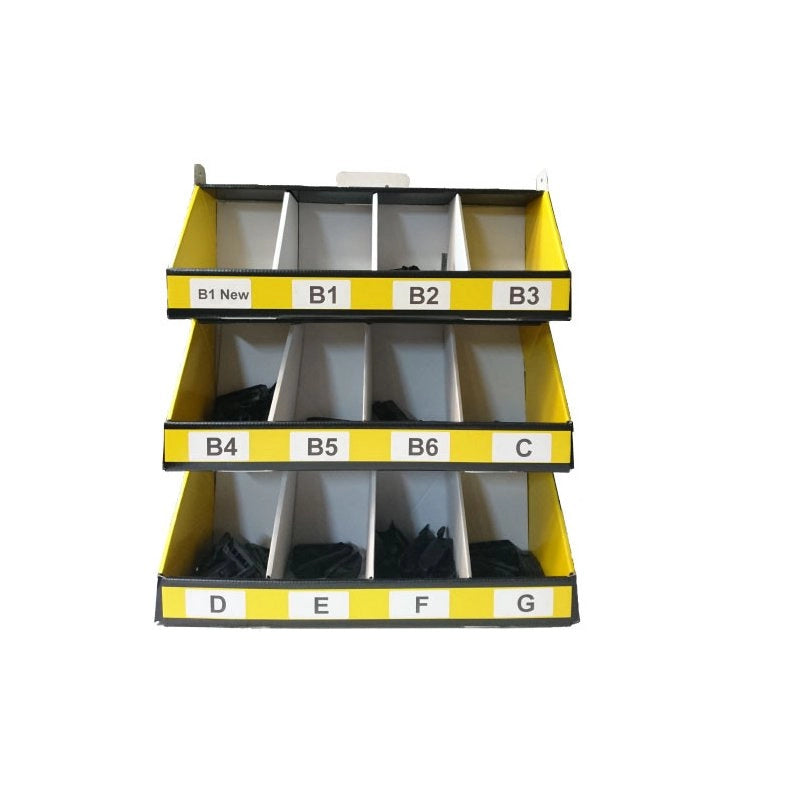Kit Espositore In Cartone Con 3 Piani 12 Posti Per Attacchi Connettori Adattatori Del Spazzole Tergicristallo S985