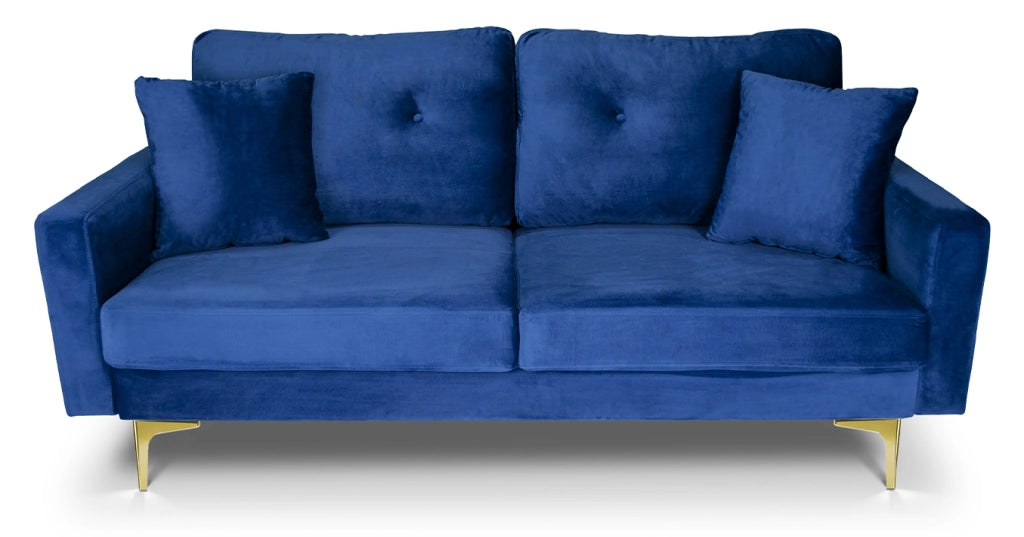 Divano 2 posti in velluto blu piedi in metallo dorato - Chloe - DI-CH07VLT-PD