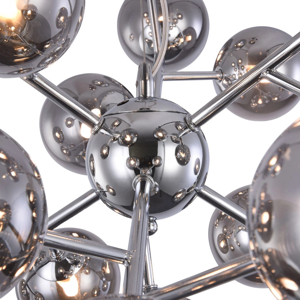 Maytoni Lampadario contemporaneo Dallas 24 luci G9 cromo metallo vetro soffiato fumè