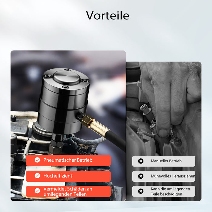 Estrattore iniettori, kit estrattori iniettori, set con 21 pezzi e custodia, estrattore pneumatico per iniettori diesel