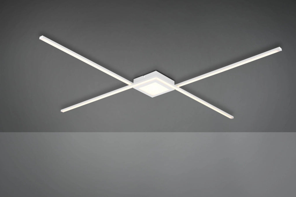 OXFORD PLAFONIERA-APPLIQUE AD "X" BIANCA L. 102CM A LE 27W 3600lm, 4000K DIMMERABILE