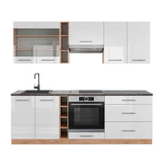Cucina componibile Fame-Line Bianco lucido/Rovere dorato 235 cm, PL Antracite Vicco