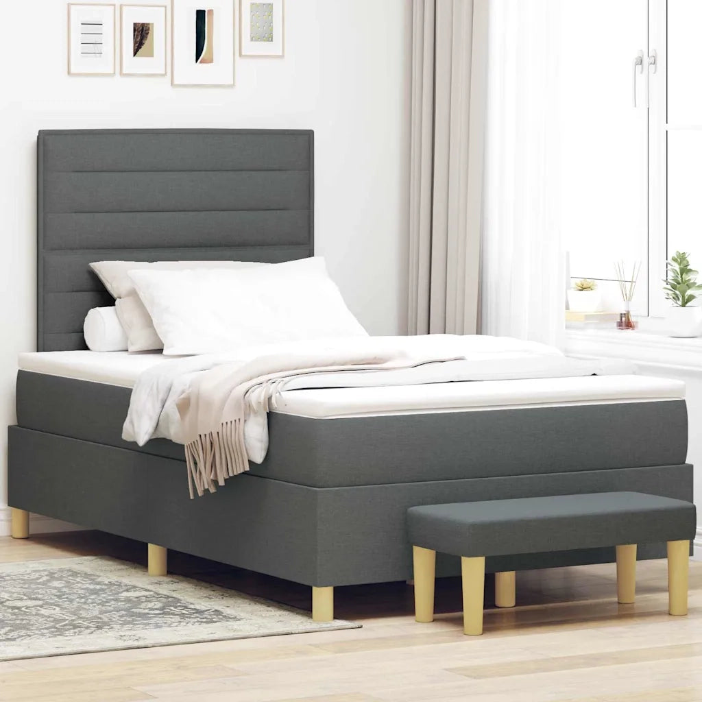 Letto a molle con materasso Grigio scuro 120 x 190 cm Tessuto