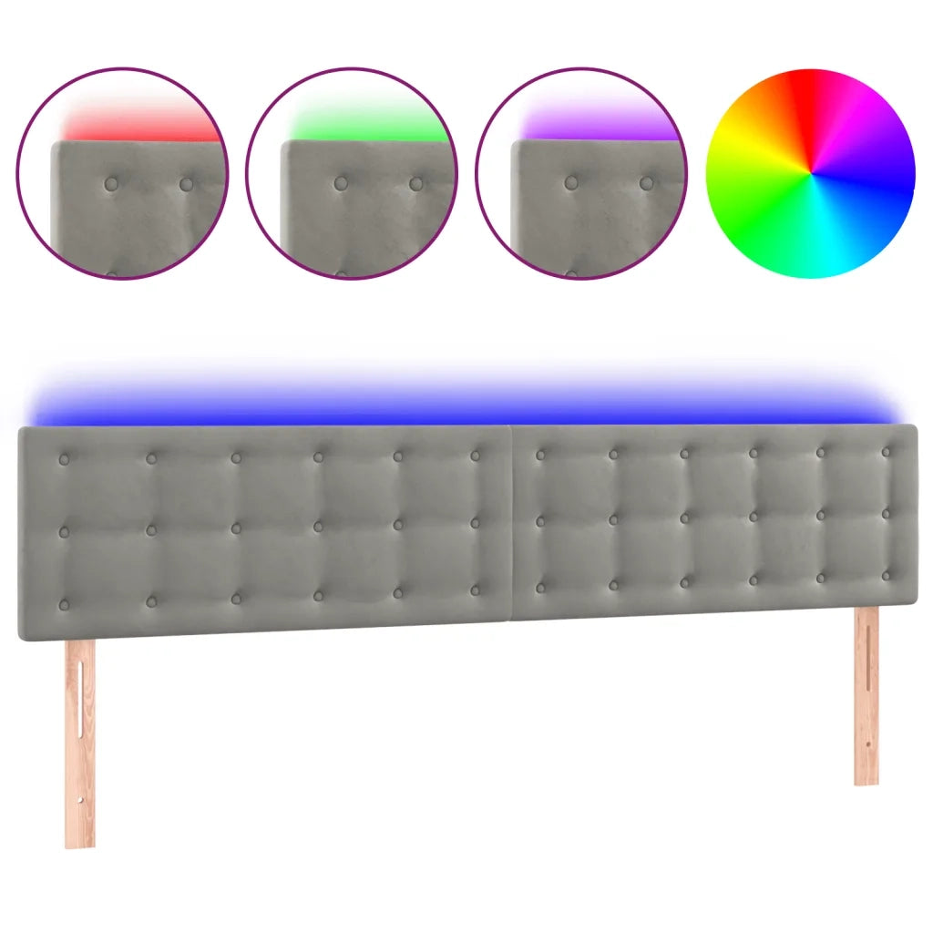 Testiera a LED Grigio Chiaro 180x5x78/88 cm in Velluto 3122106