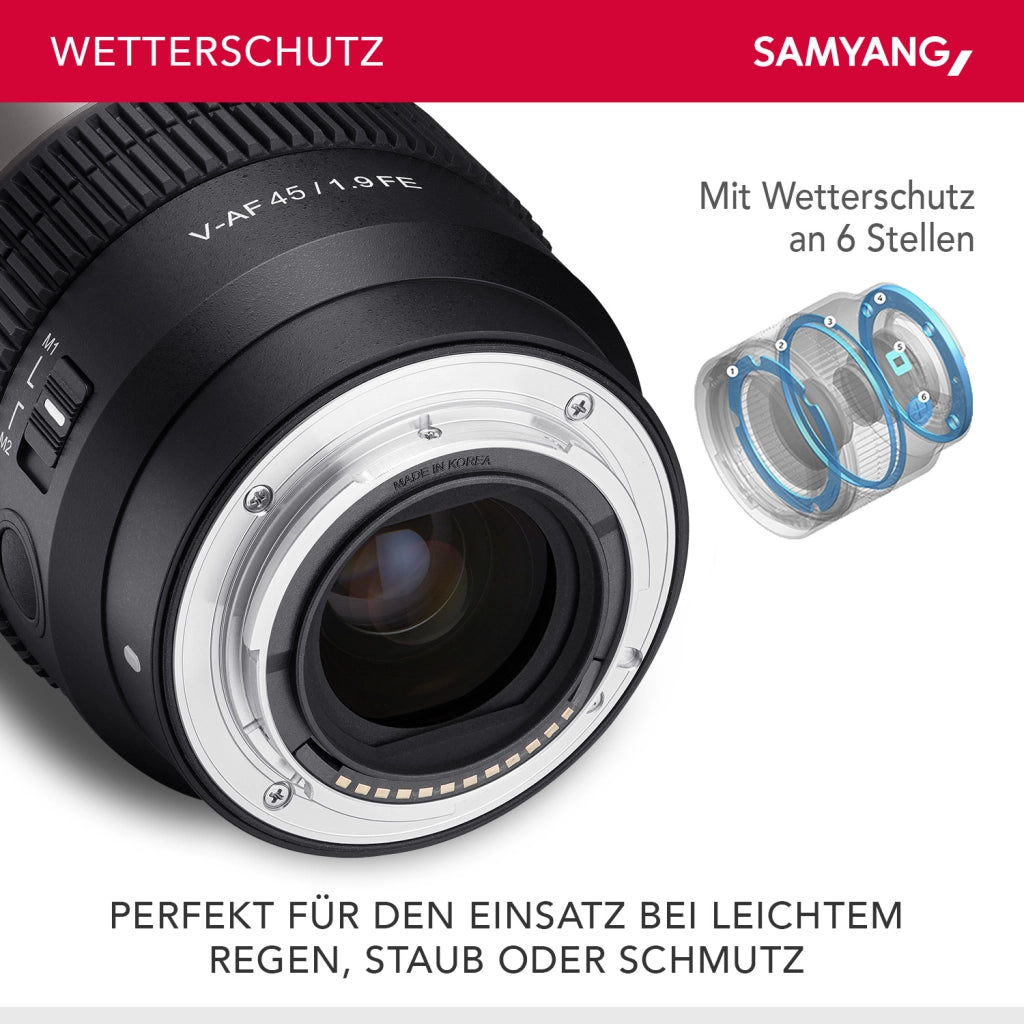 Obiettivo video V-AF 45 mm T1,9 FE compatibile con Sony E, per videocamera, con autofocus risoluzione 8K e Tally lamp, alta intensità luminosa per full-frame e APS-C