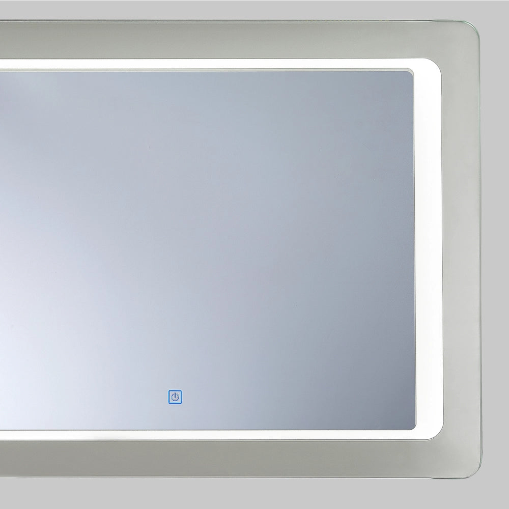 Specchio da parete con LED argento 60 x 80 cm Rettangolare Illuminato Sistema Antiappannamento