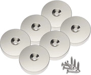 6 magneti a disco con foro centrale e viti 10 kg di forza di attrazione 25 x 4,5 mm