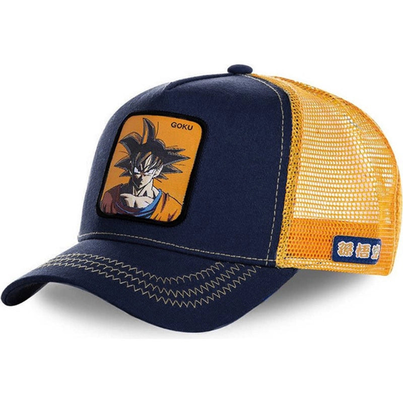 Cappellino da baseball blu con Goku di Dragon Ball in stile cartone animato