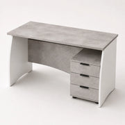 Scrittoio  Con 3 Cassetti Scrivania Da Studio O Ufficio Mobile Desk Per Soggiorno E Sala Da Pranzo 136 X 74 X 67 Cm Bianco E Grigio Cemento