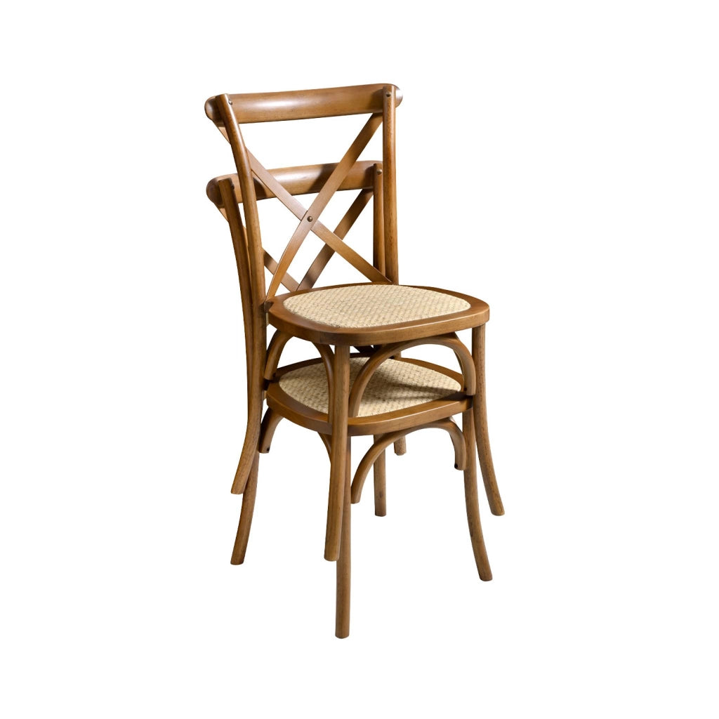 Set 2 sedie bistrò vintage in legno, noce