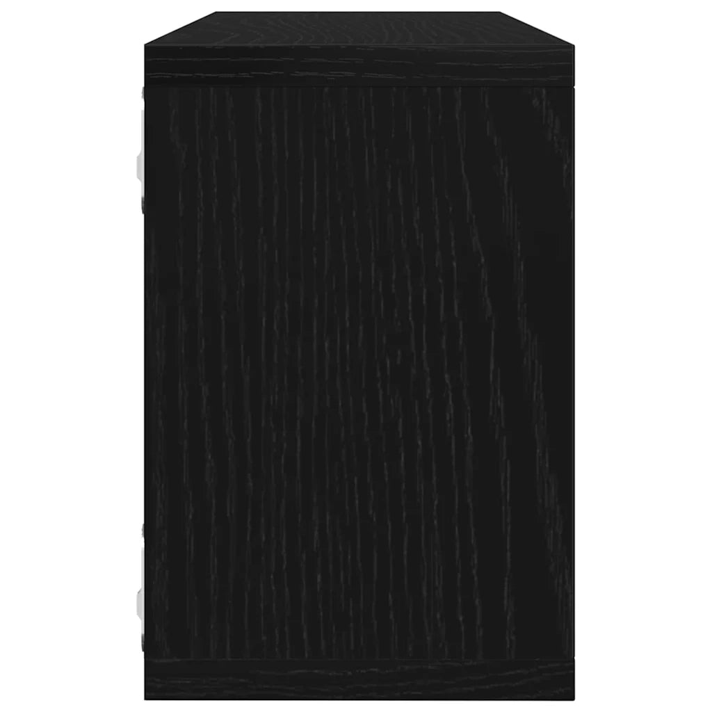 4 pz Scaffali da Parete | Mensola sospesa Rovere Nero 60 x 15 x 23 cm