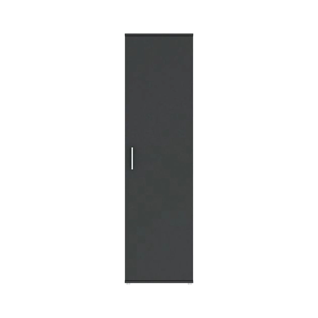 Lerosota, Armadio Multiuso 1 Anta 5 Ripiani, 50x185h cm Nero Antracite
