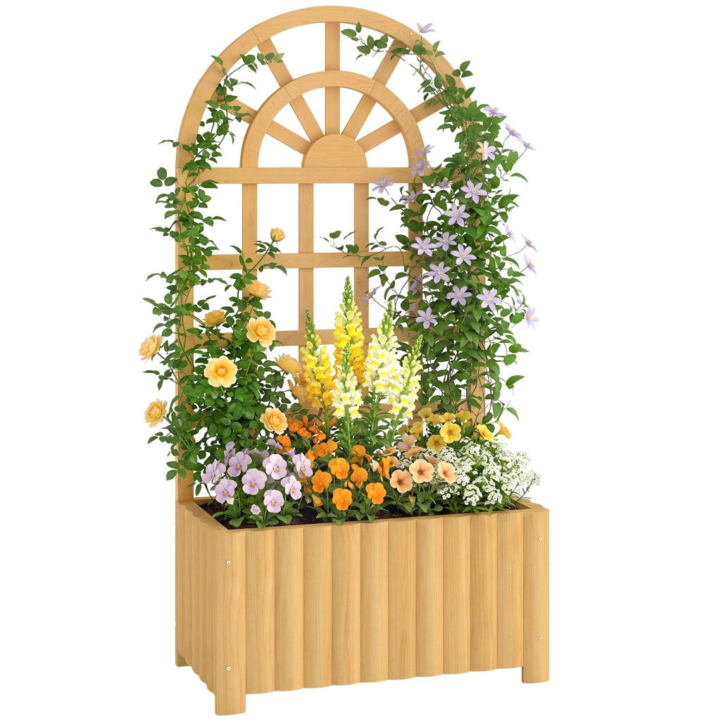 Vaso per Piante con Griglia in Legno 60x30x120 cm ¨C zephmum ¨C Naturale