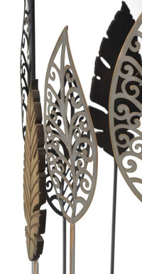 Tavolinetti in Ferro e Legno Foglie Coppia 38x55-33x50 cm in Ferro MDF e Vetro Multicolor