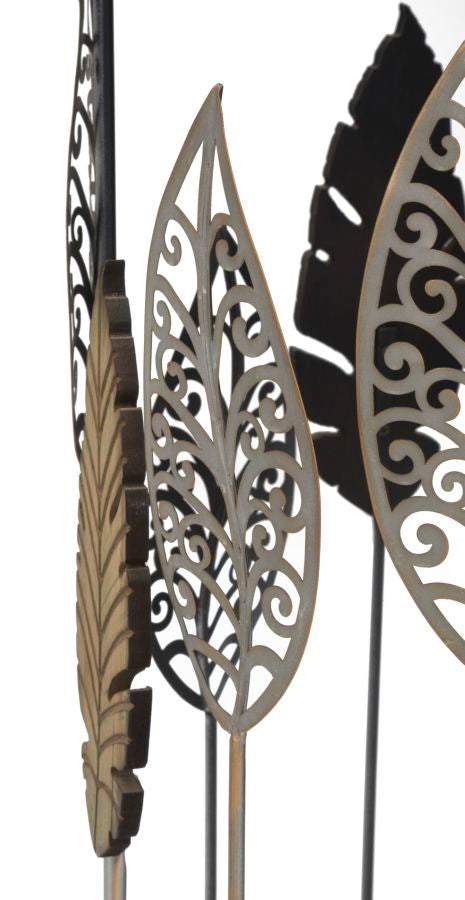 Tavolinetti in Ferro e Legno Foglie Coppia 38x55-33x50 cm in Ferro MDF e Vetro Multicolor